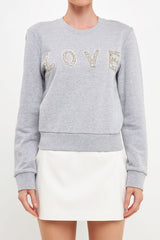 Lettering Beads Sweatshirt (Pink or Grey)