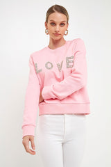 Lettering Beads Sweatshirt (Pink or Grey)