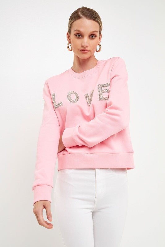 Lettering Beads Sweatshirt (Pink or Grey)