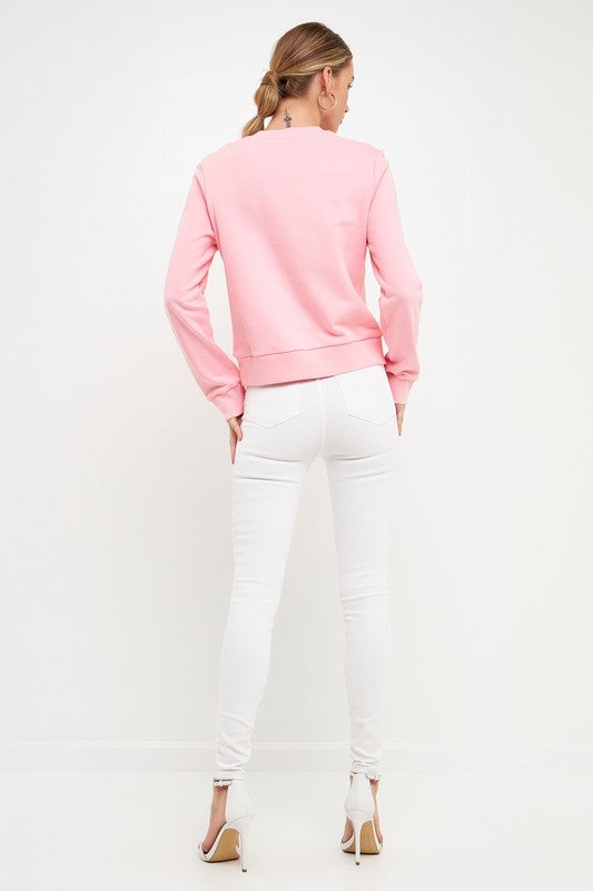 Lettering Beads Sweatshirt (Pink or Grey)
