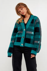 Check Cardigan Sweater (Camel or Green)