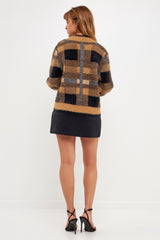 Check Cardigan Sweater (Camel or Green)