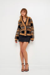 Check Cardigan Sweater (Camel or Green)