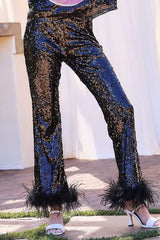 Side Zipper Feather Pants