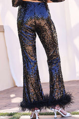 Side Zipper Feather Pants