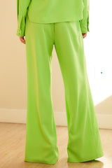 Neon Green Front Zipper Pants