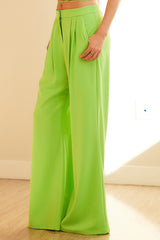 Neon Green Front Zipper Pants