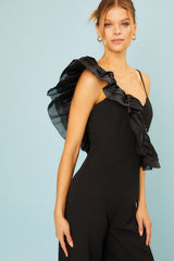 Organza Contrast Pearl Trim Jumpsuit