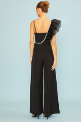 Organza Contrast Pearl Trim Jumpsuit