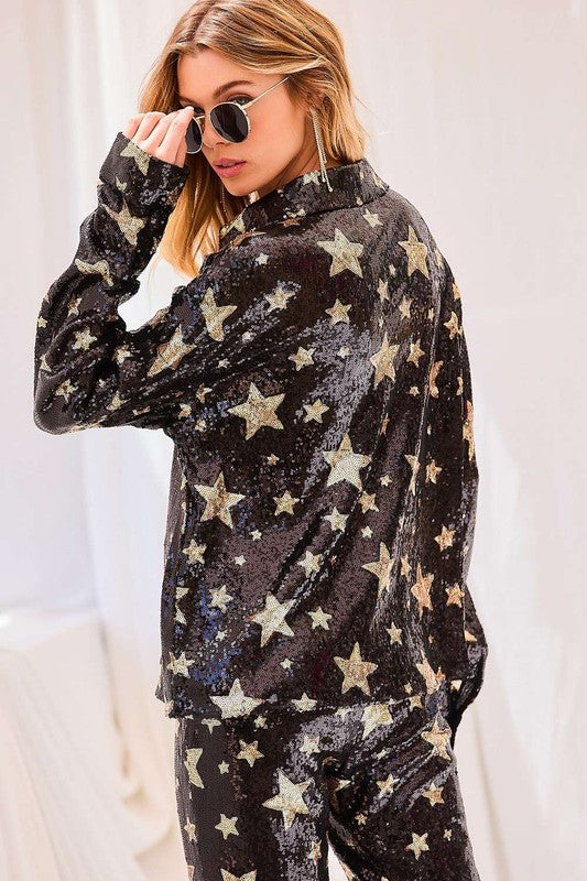 Star Sequin Shirt Blouse