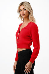 Sweetheart Cardigan With Heart Buttons (Blk or Red)