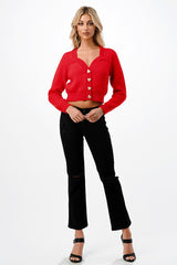 Sweetheart Cardigan With Heart Buttons (Blk or Red)