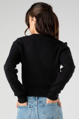 Sweetheart Cardigan With Heart Buttons (Blk or Red)