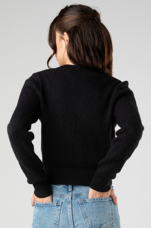 Sweetheart Cardigan With Heart Buttons (Blk or Red)
