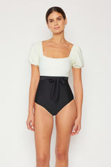 Puff Sleeve Swimsuit (Floral or Cream/Blk)