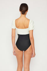 Puff Sleeve Swimsuit (Floral or Cream/Blk)