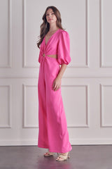 O'Ring Detail Cutout Jumpsuit (Pink or Lime)