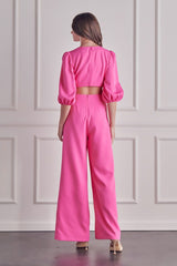 O'Ring Detail Cutout Jumpsuit (Pink or Lime)