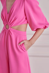O'Ring Detail Cutout Jumpsuit (Pink or Lime)