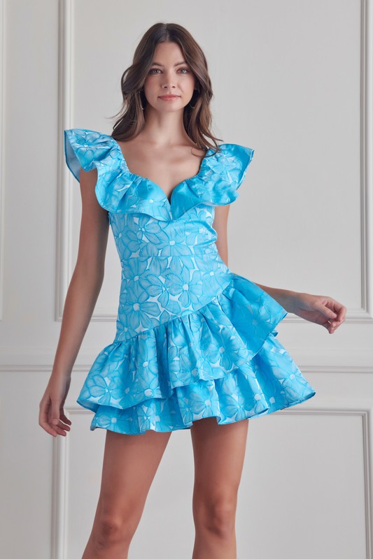 Spring Blue Ruffle Dress