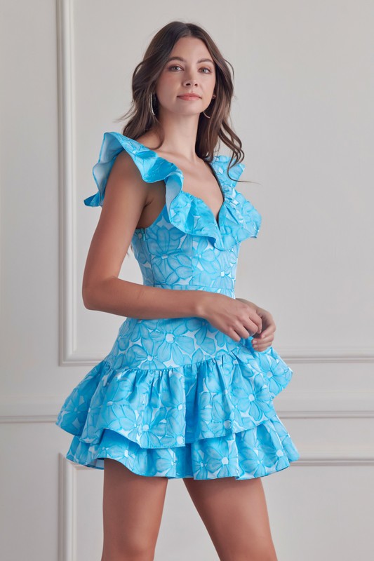 Spring Blue Ruffle Dress