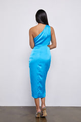 One Shoulder Woven Dress (Pink or Blue)