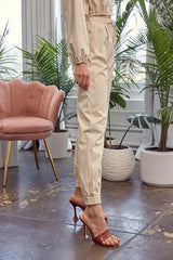 Pu Material Jogger Pants