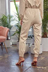 Pu Material Jogger Pants