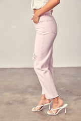 Distressed Color Denim Jeans (Green or Pink)
