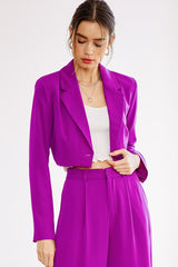 One Button Cropped Blazer (Blue or Violet)