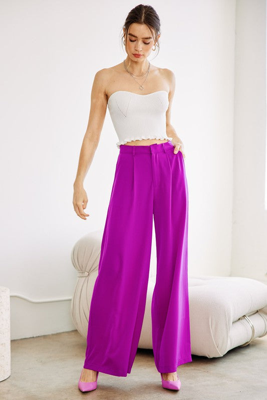 Flowy Wide Leg Trousers (Blue or Violet)