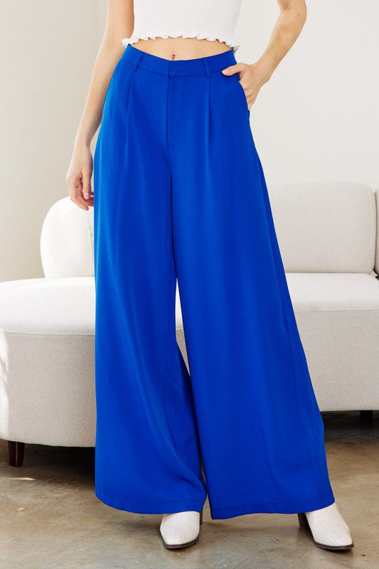 Flowy Wide Leg Trousers (Blue or Violet)