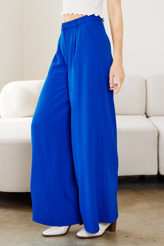 Flowy Wide Leg Trousers (Blue or Violet)
