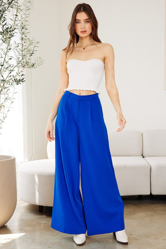 Flowy Wide Leg Trousers (Blue or Violet)