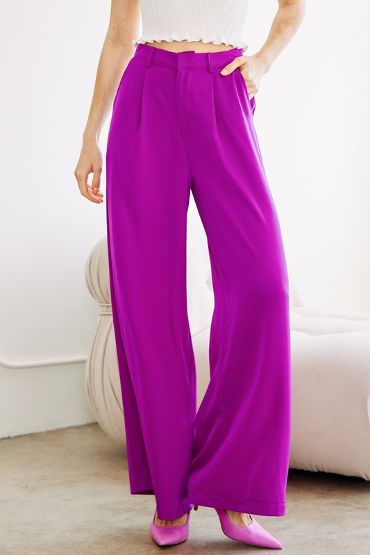 Flowy Wide Leg Trousers (Blue or Violet)