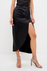 Side Ruched Midi Skirt