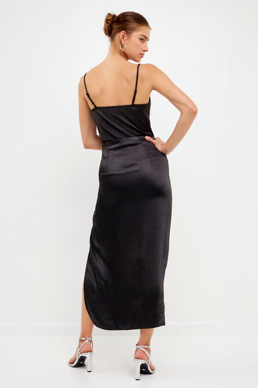 Side Ruched Midi Skirt