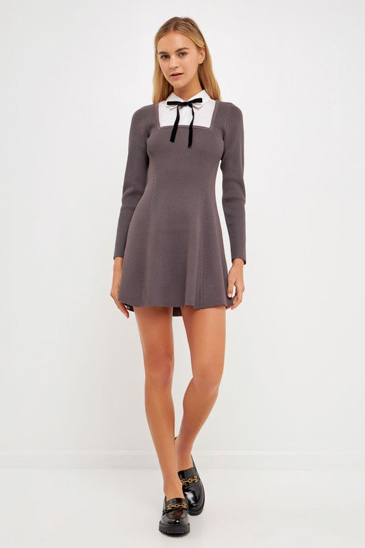 Mixed Media Flare Sweater Dress