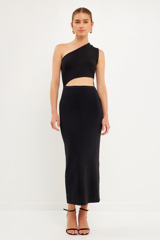 One Shoulder Cut Out Maxi Dress