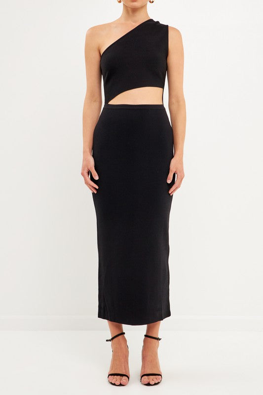One Shoulder Cut Out Maxi Dress