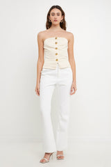 Strapless Button Accent Corset