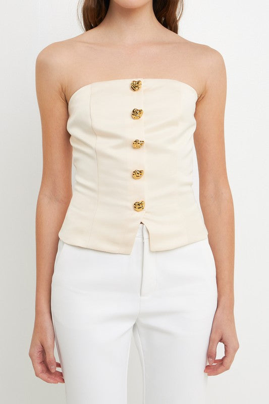 Strapless Button Accent Corset