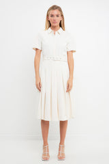 Pleated Collared Midi Dress