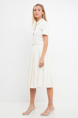 Pleated Collared Midi Dress