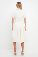 Pleated Collared Midi Dress