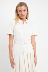 Pleated Collared Midi Dress