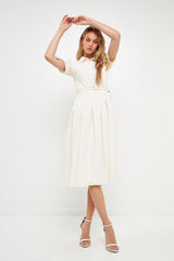 Pleated Collared Midi Dress