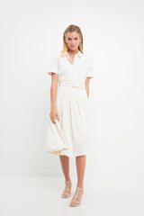 Pleated Collared Midi Dress