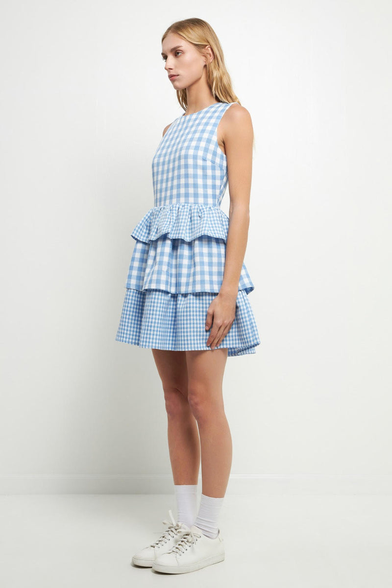 Gingham Woven Tiered Dress