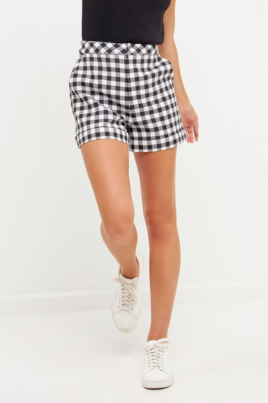 Black Gingham Shorts